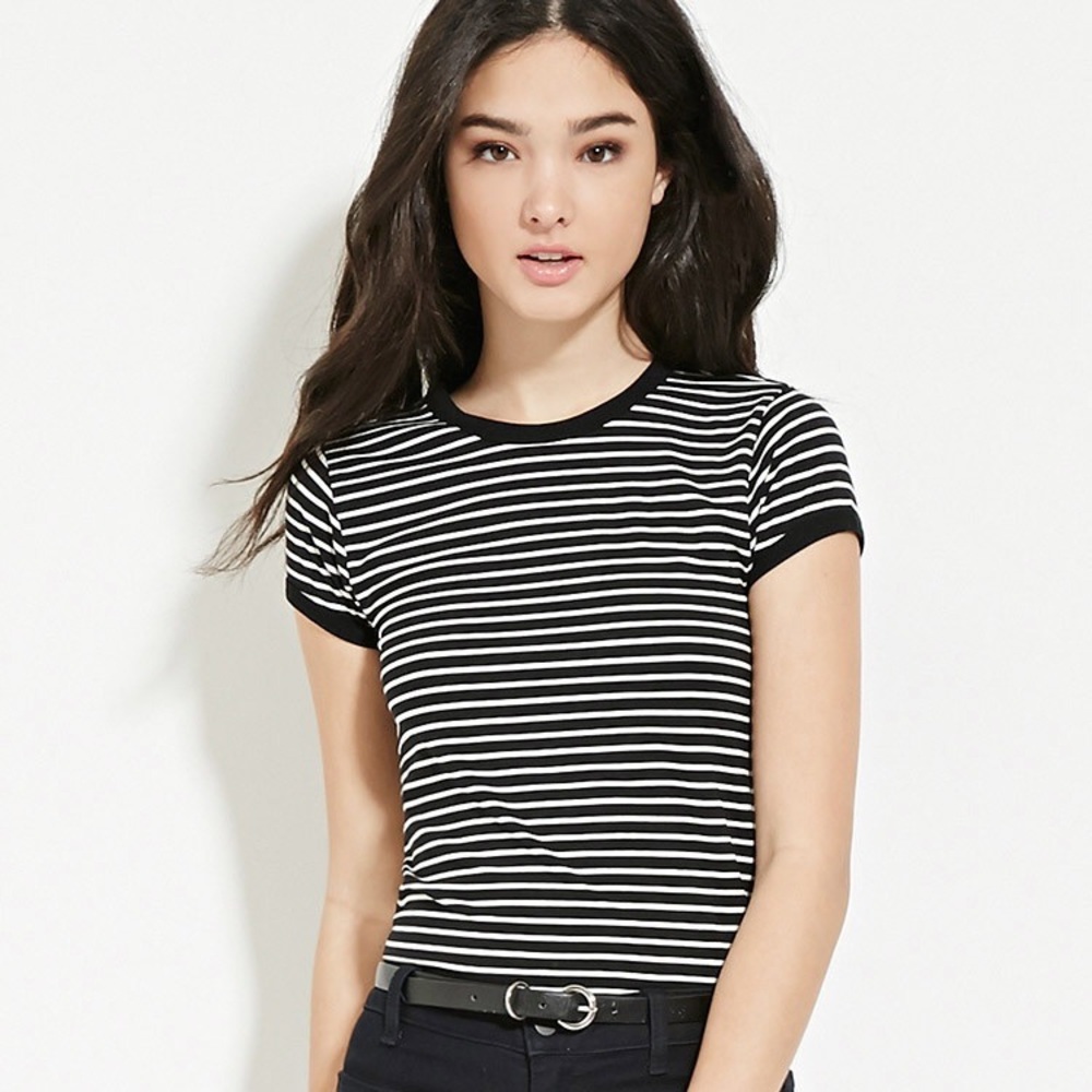 Forever 21 Black and White Striped Tshirt